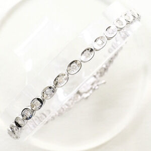 VINTAGE 14k Silver Diamond Charm Bracelet